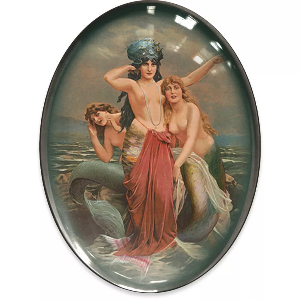 Victorian Mermaids Collage Glass Cameo Cabochon Vintage Sirens