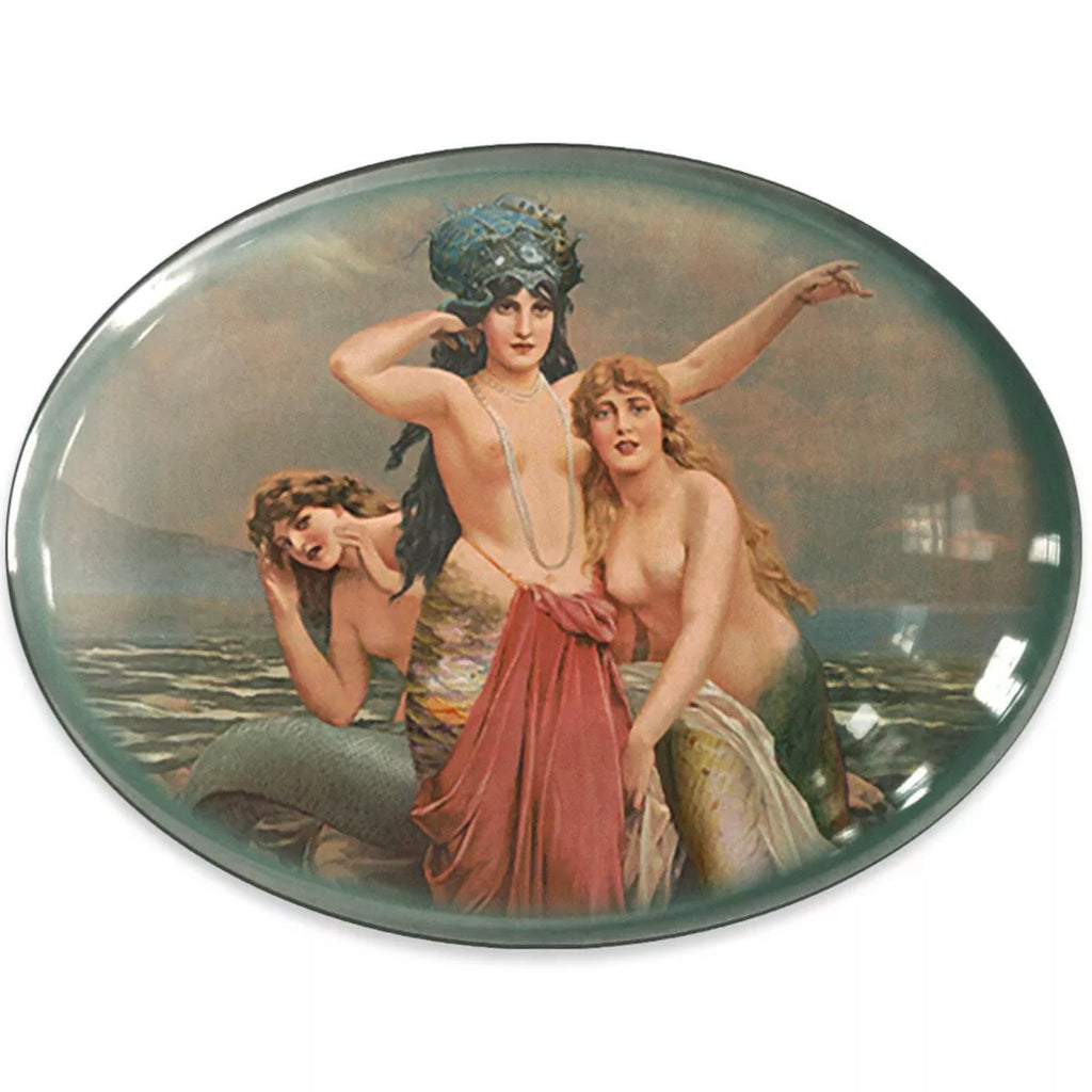 Horizontal Victorian Mermaids Collage Glass Cameo Cabochon Vintage Sirens