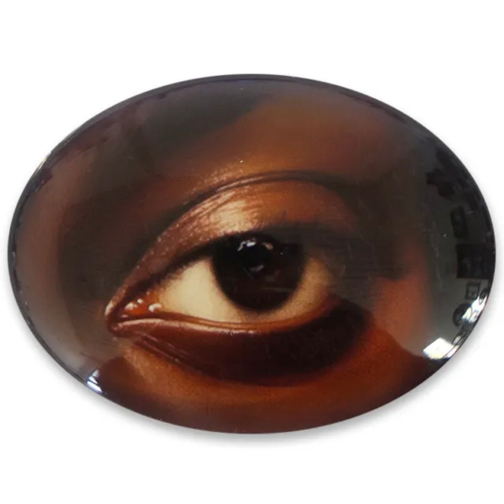 Lovers Eye Victorian Painting Glass Cameo Cabochon African American Brown Horizontal