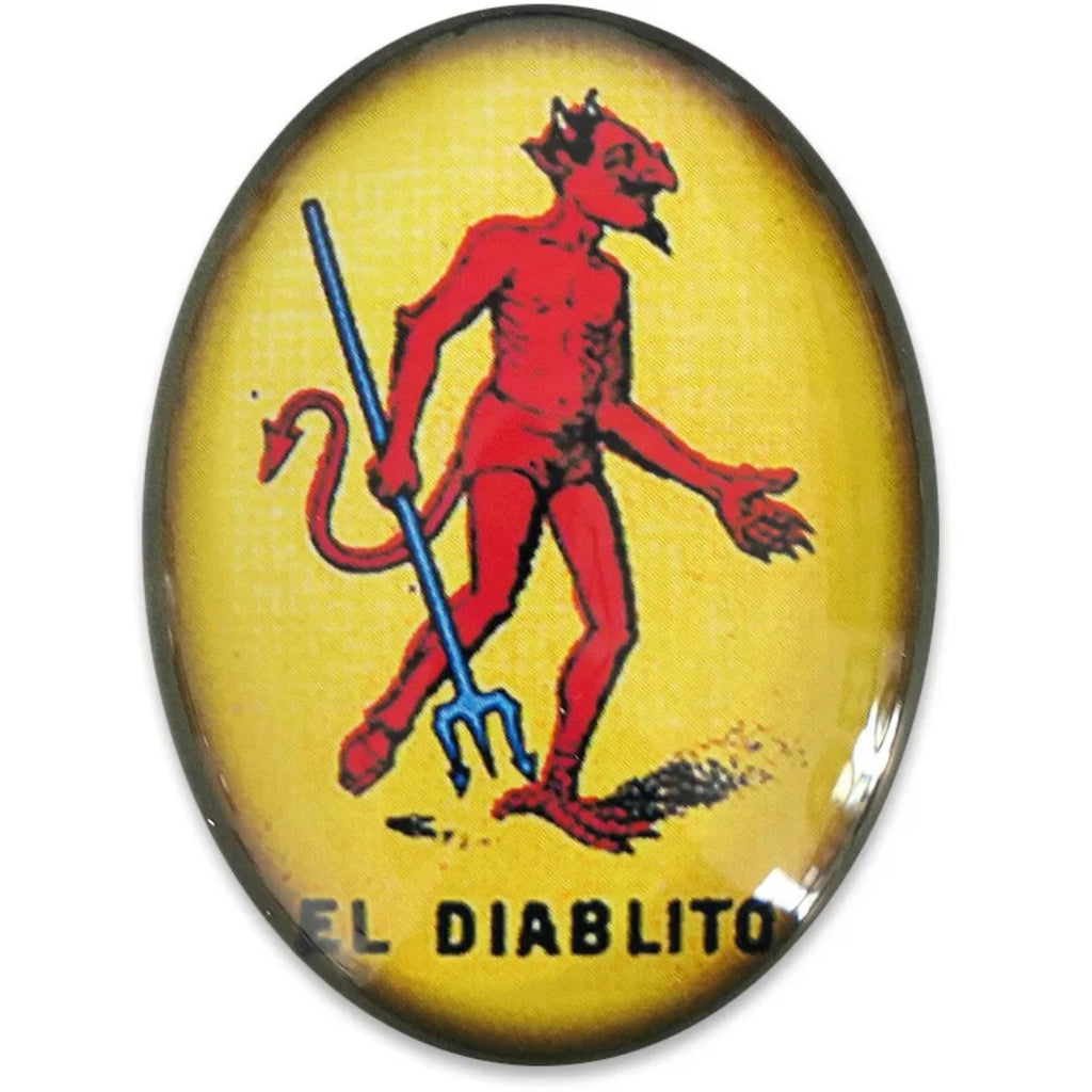 Vintage Devil Loteria Illustration Glass Cameo Cabochon el Diablito