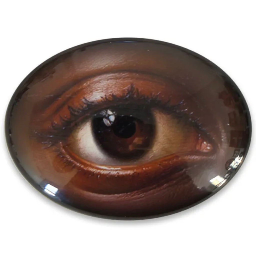 Lovers Eye Victorian Painting Glass Cameo Cabochon African American Brown Horizontal