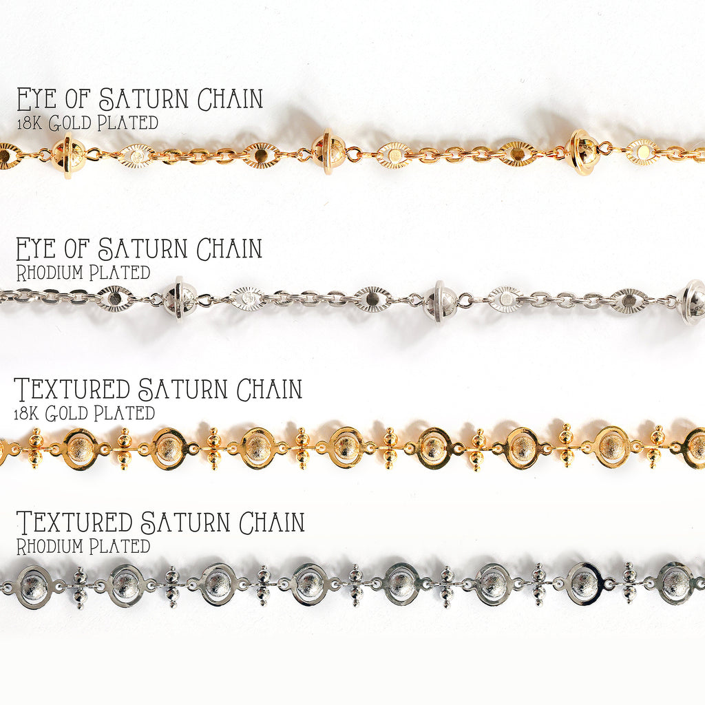 Saturn Chains 18k GP and Rhodium Silver Plated Brass Chain Varieties 1 Foot