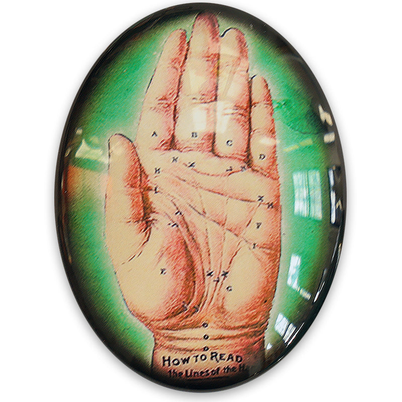 Green Palmistry Vintage Cameo Cabochon Palm Reading Fortune Teller