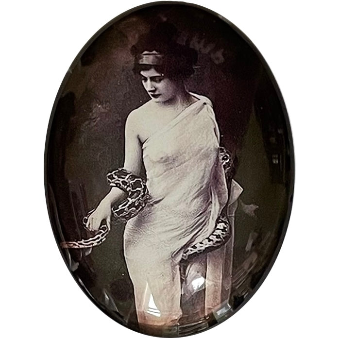Victorian Snake Charmer Photograph Sideshow Cameo Cabochon
