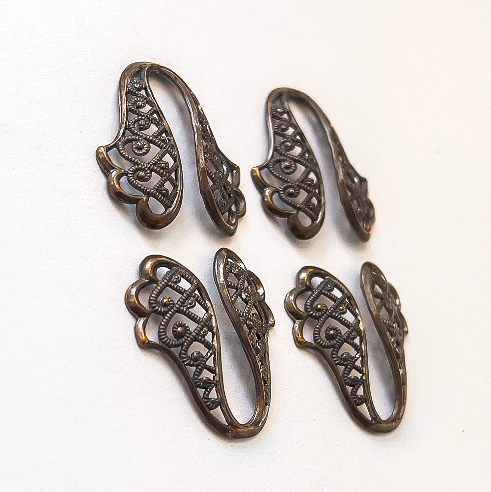 4pcs 25x24mm Vintage Brass Filigree Stamping Ornate Victorian Nouveau Earrings