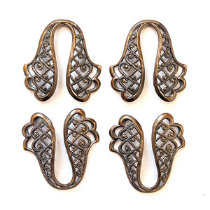 4pcs 25x24mm Vintage Brass Filigree Stamping Ornate Victorian Nouveau Earrings