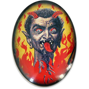 Vintage Krampus Devil Illustration Glass Cameo Cabochon