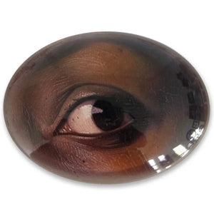 Lovers Eye Victorian Painting Glass Cameo Cabochon African American Brown Horizontal