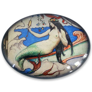 Art Nouveau Mermaid Art Glass Cameo Cabochon Horizontal