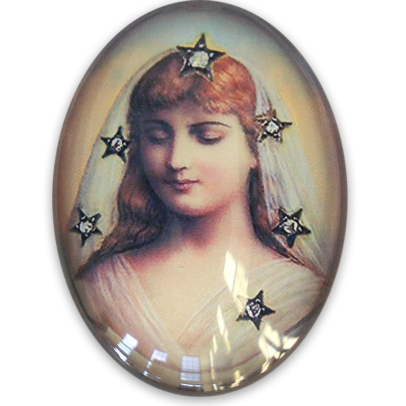 Victorian Celestial Beauty Glass Cameo Cabochon Stars Woman