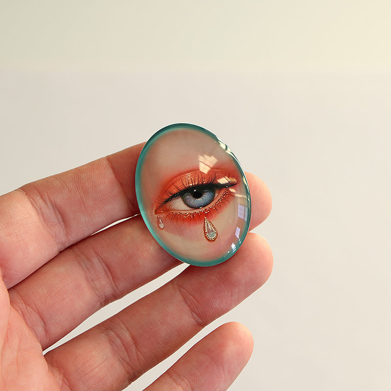 Crying Lovers Eye Glass Cameo Cabochon