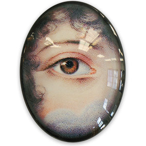 Antique Lovers Eye Victorian Painting Glass Cameo Cabochon