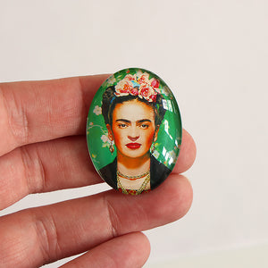 Frida Kahlo Photograph Glass Cameo Cabochon Mexican Artist