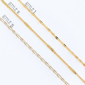 Gold Plated Brass Chain Varieties 1 Foot