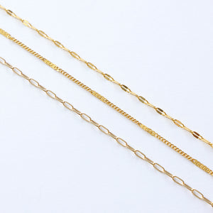 Gold Plated Brass Chain Varieties 1 Foot