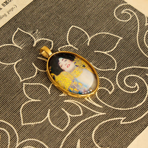 Klimt Judith Handmade Cameo Pendant Glass Antique Gold