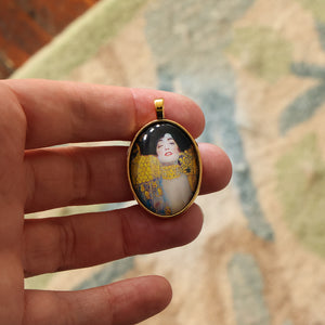 Klimt Judith Handmade Cameo Pendant Glass Antique Gold