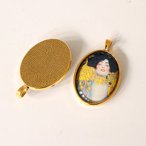 Klimt Judith Handmade Cameo Pendant Glass Antique Gold