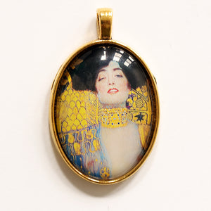 Klimt Judith Handmade Cameo Pendant Glass Antique Gold