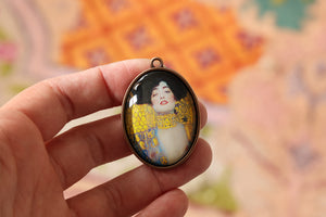 Klimt Judith Handmade Cameo Pendant Glass antique Copper