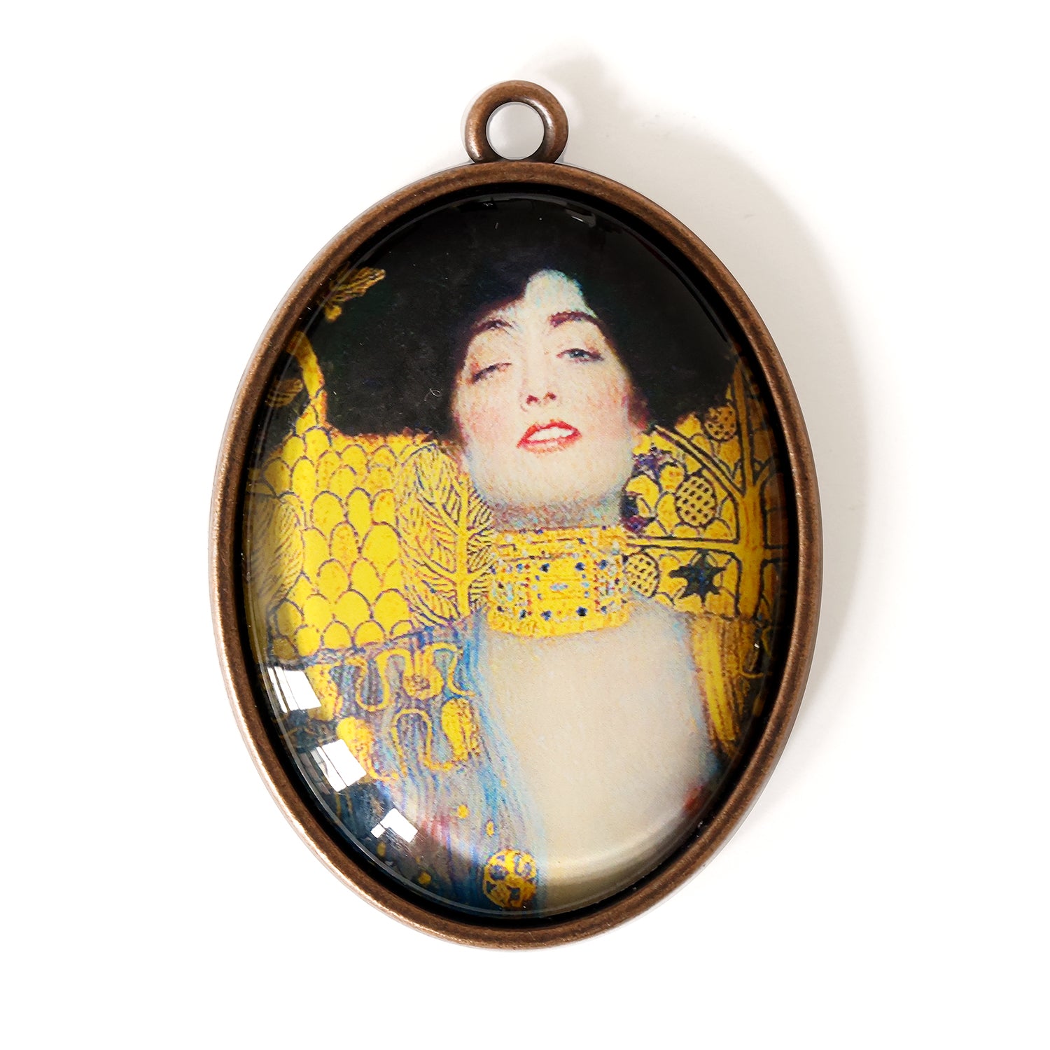 Klimt Judith Handmade Cameo Pendant Glass antique Copper