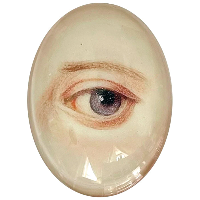 Painting of a Lovers Eye Victorian Glass Cameo Cabochon