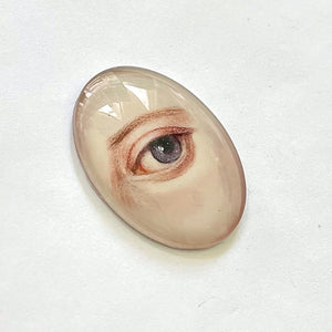 Painting of a Lovers Eye Victorian Glass Cameo Cabochon