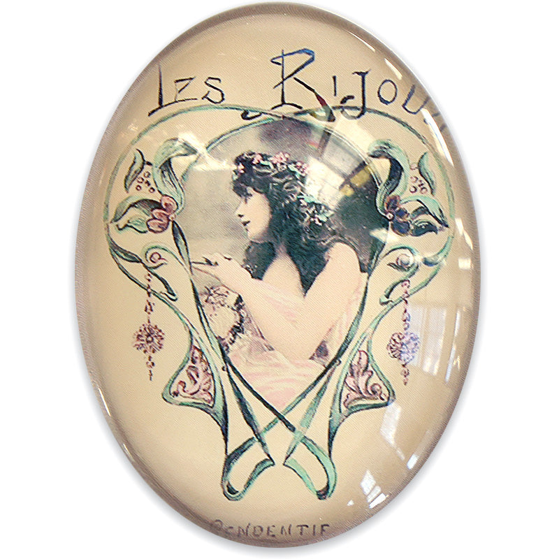 Art Nouveau Jewelry Bijoux Woman Glass Cameo Cabochon