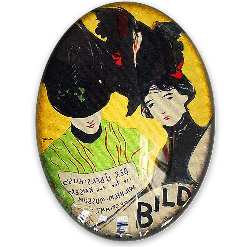 Art Nouveau Advertising Illustration Glass Cameo Cabochon Women