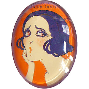 Art Deco Worried Woman Flapper Cameo Cabochon 1920s Illustration