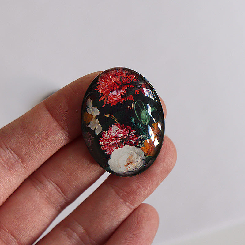 Rachel Ruysch Flower Paintings Glass Cameo Cabochon Gothic