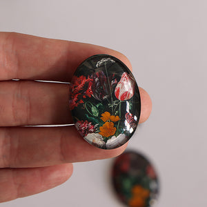 Rachel Ruysch Flower Paintings Glass Cameo Cabochon Gothic