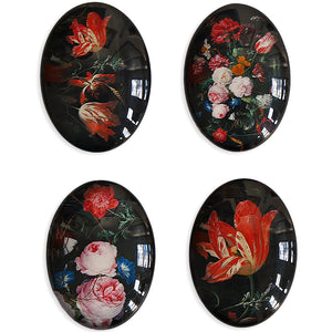 Rachel Ruysch Flower Paintings Glass Cameo Cabochon Gothic Set2