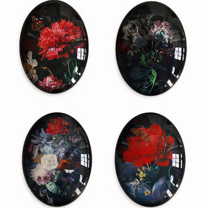 Rachel Ruysch Flower Paintings Glass Cameo Cabochon Gothic Set3
