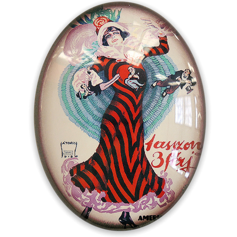 Art Nouveau Theater Illustration Glass Cameo Cabochon Gothic Woman