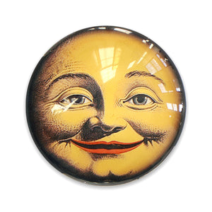 Round Vintage Man in the Moon Happy Face Glass Cameo Cabochon