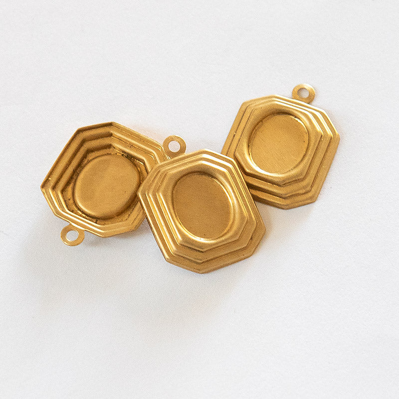 6pcs 10x8mm Vintage Brass Cameo Cabochon Settings Oval Rectangle Octagon 8x10mm Stampings