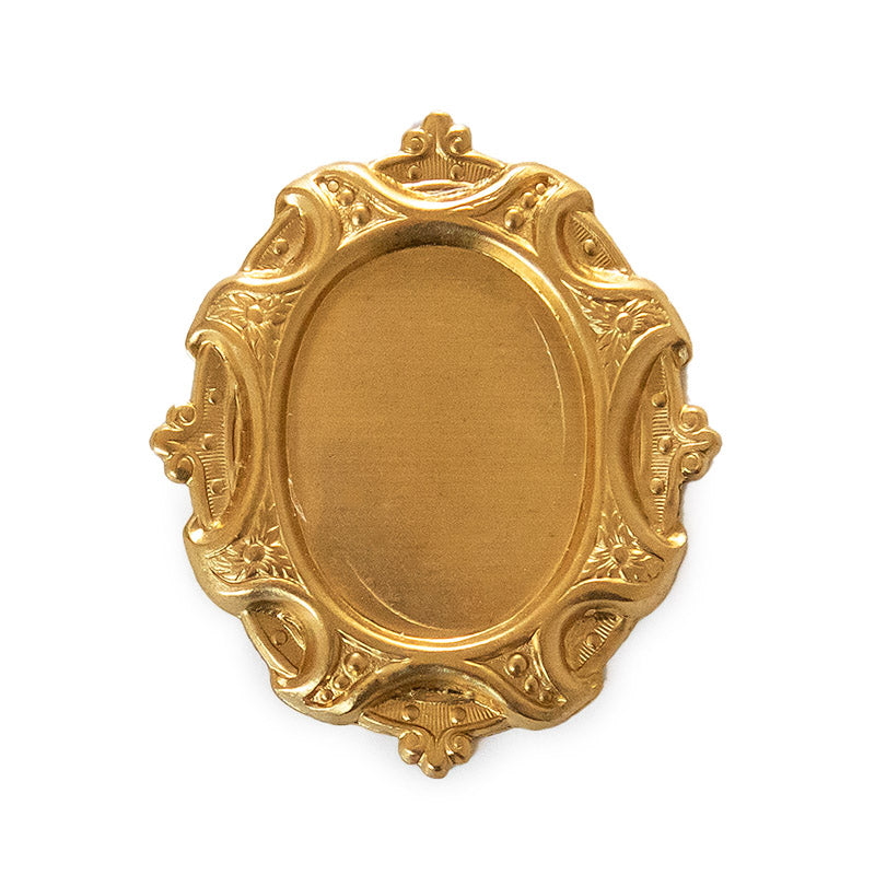 30x22mm Vintage Brass Cameo Cabochon Setting Ornate Gothic Victorian Frame