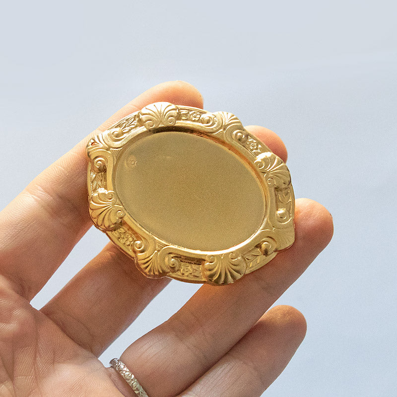 40x30mm Vintage Brass Cameo Cabochon Setting Ornate Victorian Frame Seashell Scroll
