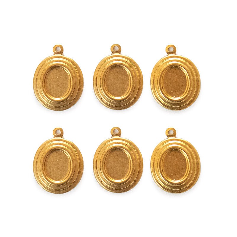 6pcs 10x8mm Vintage Brass Cameo Cabochon Settings Oval 8x10mm Stampings