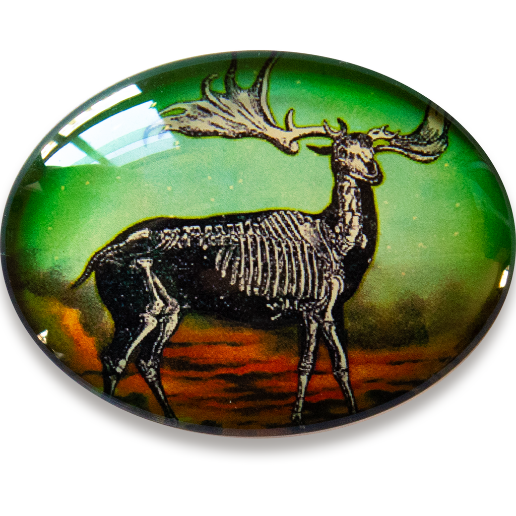 Giant Irish Deer Antique Ephemera Collage Cameo Cabochon