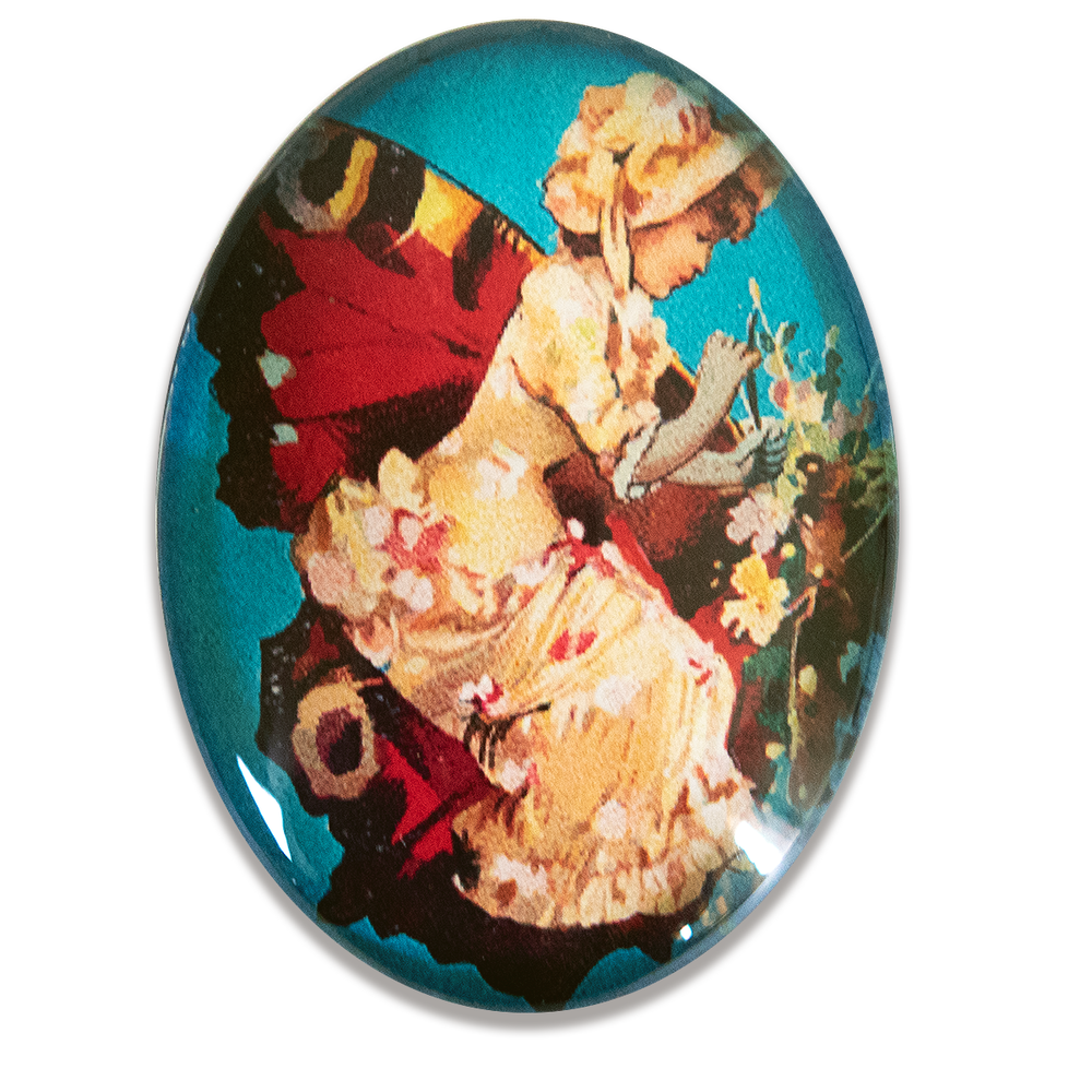 Victorian Butterfly Woman Cameo Cabochon Right Facing