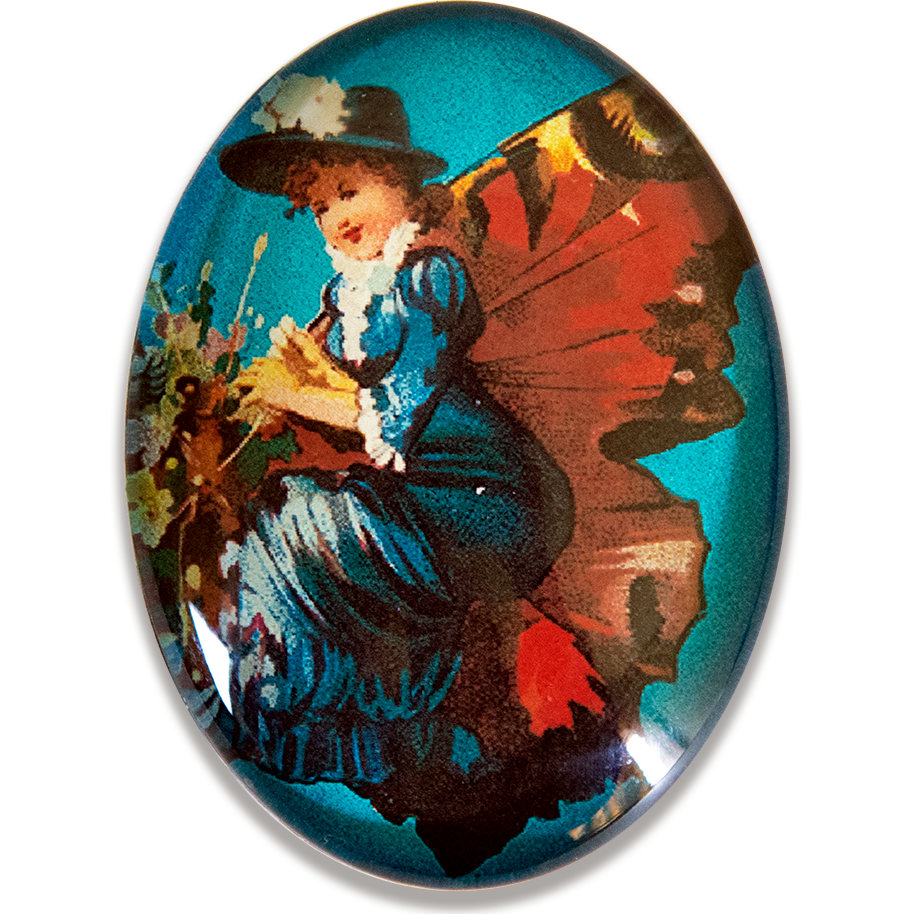 Victorian Butterfly Woman Cameo Cabochon Left Facing