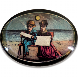 Victorian Moon and Romance Cameo Cabochon Couple Horizontal