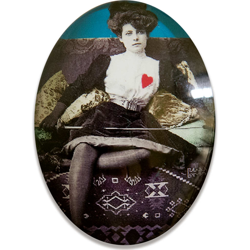 Victorian Fencing Cameo Cabochon Woman Fencer