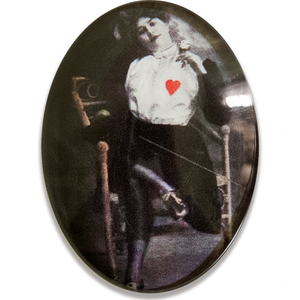 Victorian Fencer Lady Glass Cameo Cabochon Fencing