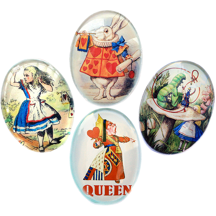 Alice in Wonderland Glass Cameo Cabochon