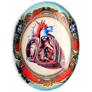 Anatomical Heart Slice Glass Cameo Cabochon