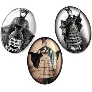 Victorian Bat Woman Glass Cameo Cabochon