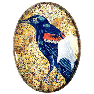 Victorian Damask Bird Design Glass Cameo Cabochon